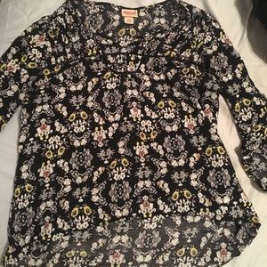Mossimo black floral print blouse sz m